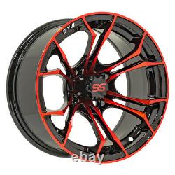 (1) GTW Spyder 12 inch Black and Red Golf Cart Wheel With 34 Offset