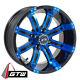 (1) Golf Cart Gtw Tempest 14 Inch Blue And Black Wheel With 34 Offset
