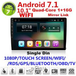 10.1 Single 1 DIN HD Car Android 7.1 Stereo Radio No-DVD Player WIFI 3G/4G GPS