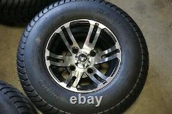 10 10x7 4x4 Golf Cart Black Mach. Wheels Rims 205/65-10 20.5x8-10 Tires