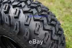 10 BLACK STEEL WHEELS AND 22x11-10 ALL TERRAIN TIRES COMBO SET OF 4