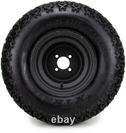 10 Flat Black Steel Golf Cart Wheels & All-Terrain Tires (22x11) Set of Four