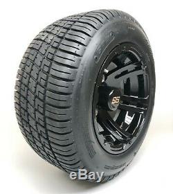 10 Golf Cart Black Bulldog Wheels with 205/50-10 DOT Low Profile Tires Set of 4