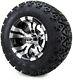 10 Vampire Machined And Black Golf Cart Wheels And Tires (20x10-10) Set Of 4