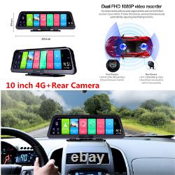 10Inch Android 8.1 Car Dash Cam Dual Camera Driving Recorder GPS Navigation WiFi