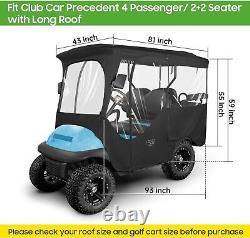 10LOL Golf Cart Rain Cover / Heavy Duty for Club Car (Long Roof) Black