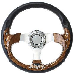 12.5 Burl Wood Black Steering Wheel Set Club Car Precedent XRT with Column Sleeve