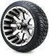 12 Assault Machined And Black Golf Cart Wheels And Tires (215-35-12) Set Of 4