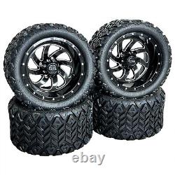 12 Black Phantom Golf Cart Wheels & Tires All Terrain 20x10-12, EZGO/Club Car