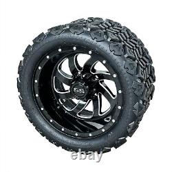 12 Black Phantom Golf Cart Wheels & Tires All Terrain 20x10-12, EZGO/Club Car