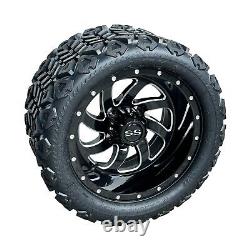 12 Black Phantom Golf Cart Wheels & Tires All Terrain 20x10-12, EZGO/Club Car