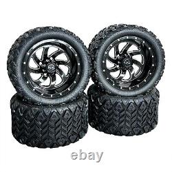 12 Black Phantom Golf Cart Wheels & Tires All Terrain 20x10-12, EZGO/Club Car