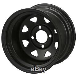 12 Black Steel Golf Cart Wheel 12x7 (2+5 Offset) Set Of 4