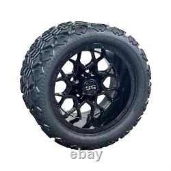 12 Glossy Black Golf Cart Wheels & Tires 20x10-12 All Terrain EZGO/Club Car/YMH