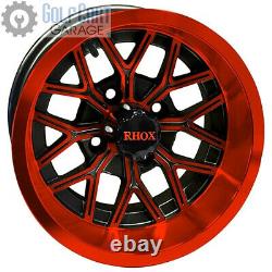 12 Golf Cart Wheel, Gloss Black/Orange Rim, 12x7 ET-25 Club Car Yamaha EZGO
