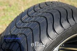 12 Gt Gloss Black Golf Cart Wheels & 215/40-12 Dot Low Profile Tires Set Of 4