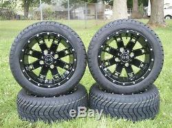 12 Inch Black Spider Wheels 215/40-12 Tires Dot Ezgo Club Car Yamaha