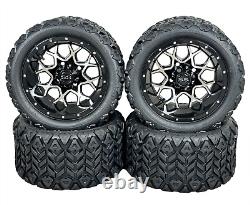 12 Machined Black Golf Cart Wheels &Tires 20x10-12 All Terrain, EZGO/Club Car