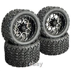 12 Machined Black Golf Cart Wheels &Tires 20x10-12 All Terrain, EZGO/Club Car