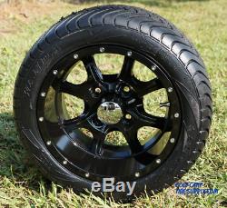 12 Stalker Black Wheels And 215/40-12 Low Profile Dot Tires Combo Set Of 4