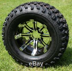 12 TEMPEST MACHINED/ BLACK WHEELS & 23x10.5-12 ALL TERRAIN TIRES SET OF 4