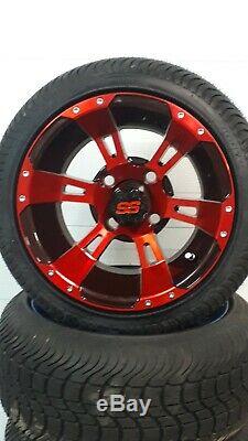 12'' golf cart wheel and DOT tire assembly, Fit all golf cart RED & BLACK