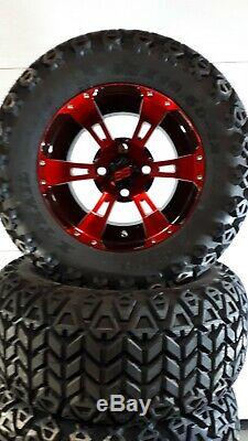 12'' golf cart wheel and DOT tire assembly, RED & BLACK Storm trooper