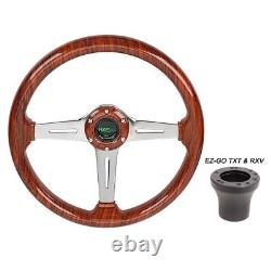 13.5 Acrylic Wood Grain Steering Wheel+Hub Adapter for EZGO TXT RXV Yamaha etc