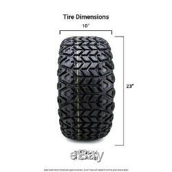 14 Ambush Glossy Black Golf Cart Wheels and Tires (23x10.00-14) Set of 4