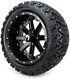 14 Assault Black With Ball Mill Golf Cart Wheels And Tires 23x10.00-14 Set Of 4