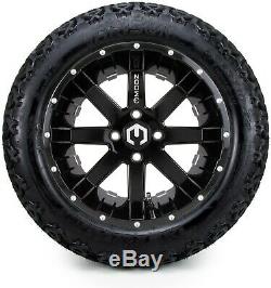 14 Assault Black with Ball Mill Golf Cart Wheels and Tires 23x10.00-14 Set of 4