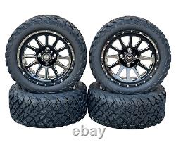 14 Black Milled Golf Cart Wheels /Tires 23x10-14 Street Use/DOT, EZGO/Club Car