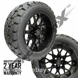 14 Chaos Glossy Black Wheels 22 Overkill A. T. Tires Lifted Golf Carts ProFormX