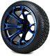 14 Gtw Spyder Blue And Black Golf Cart Wheels And Tires (205-30-14) Set Of 4