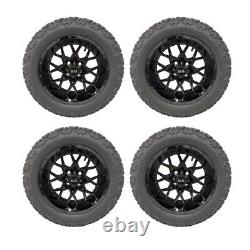 14 Glossy Black Golf Cart Wheel Deep Dish WithDOT All Terrain Tire 23x10-14, 4PCS