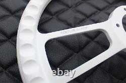 14 Golf Cart White Steering Wheel with Hydro Black Wrap 2 Piece CLUB CAR 1984 +