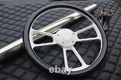 14 Golf Cart White Steering Wheel with Hydro Black Wrap with Sleeve Club Car 1984+