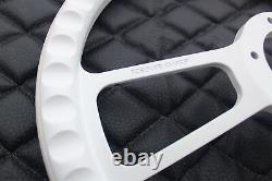 14 Golf Cart White Steering Wheel with Hydro Black Wrap with Sleeve Club Car 1984+