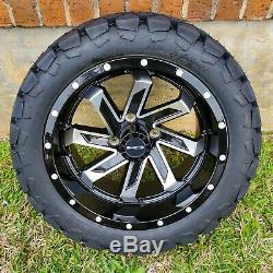 14 Hd Saw Blk Machined Golf Cart Wheels 22 Overkill Tires Ezgo Yamaha Club Car