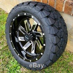 14 Hd Saw Blk Machined Golf Cart Wheels 22 Overkill Tires Ezgo Yamaha Club Car