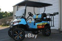 14 Illusion Black with Colored Inserts Golf Cart Wheels with 23 ALL TERRAIN