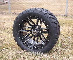 14 Inch Black Golf Cart Wheels & Tires 22x10-14 All Terrain, EZGO/Club Car/YAMAH