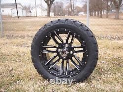 14 Inch Black Golf Cart Wheels & Tires 22x10-14 All Terrain, EZGO/Club Car/YAMAH