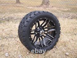 14 Inch Black Golf Cart Wheels & Tires 22x10-14 All Terrain, EZGO/Club Car/YAMAH