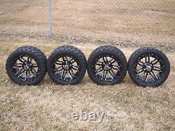 14 Inch Black Golf Cart Wheels & Tires 22x10-14 All Terrain, EZGO/Club Car/YAMAH