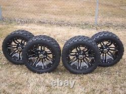 14 Inch Black Golf Cart Wheels & Tires 22x10-14 All Terrain, EZGO/Club Car/YAMAH