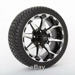 14 STI HD6 Machined/Black Golf Cart Wheels & 215/35 Slasher GFX Tires Set(4)