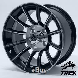 14 Titan Black/machined Golf Cart Wheels Set Of 4