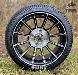14 Titan Machined Aluminum Golf Cart Wheels & 205/30-14 Low Profile Tires