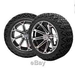 14 Vortex Mach & Black Wheels 23 Predator All Terrain Tires Golf Cart Lifted